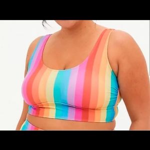 Torrid Women's Rainbow Stripe Scoop Neck Swim Top | 2x NWT